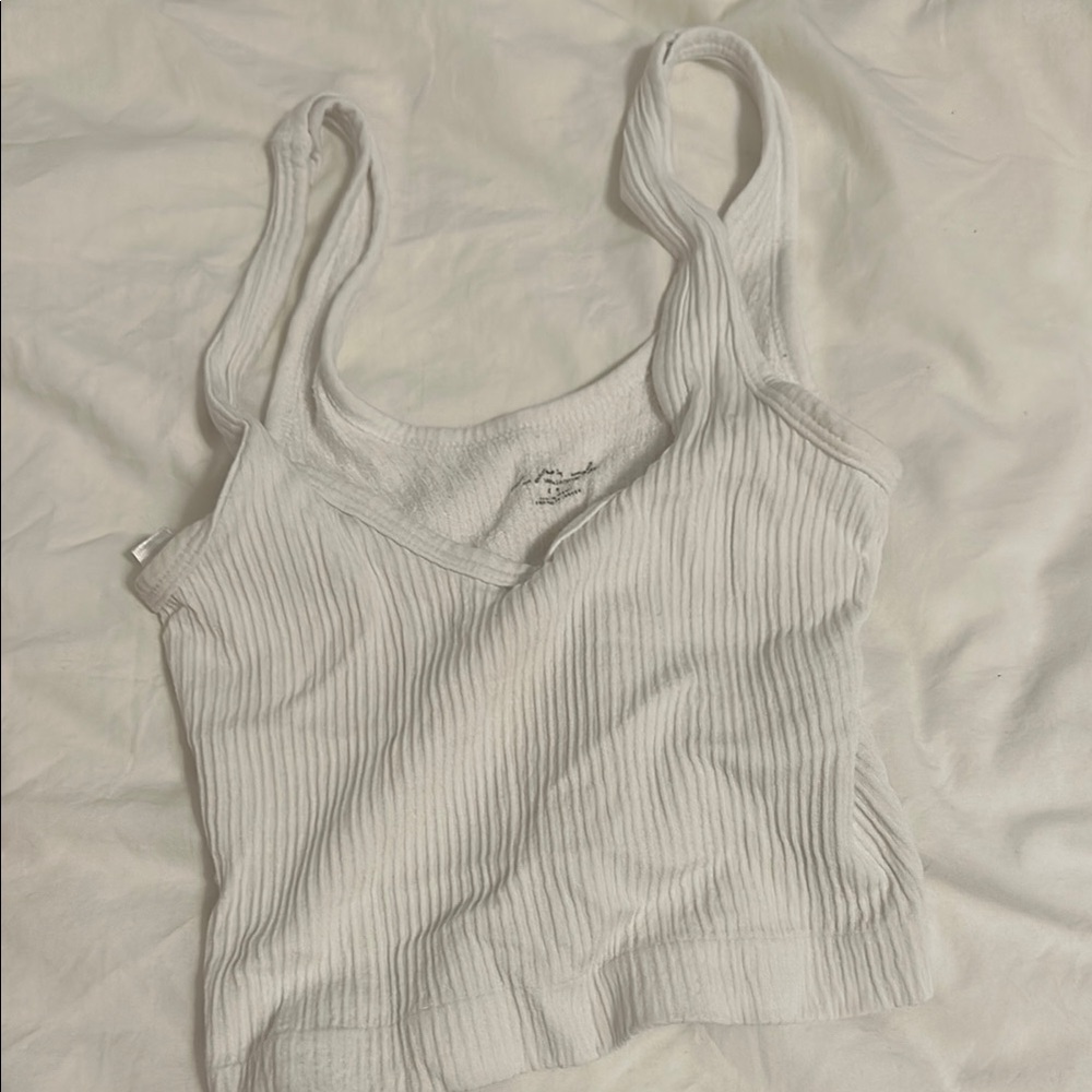Urban Outfitters White Ribbed Crop Tank Top